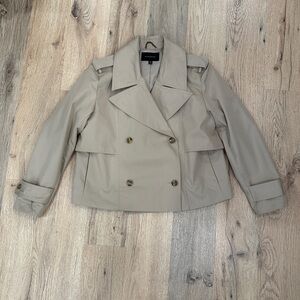 Banana Republic: Heritage Double-Breasted Cropped Trench Coat: Baked Sand Color